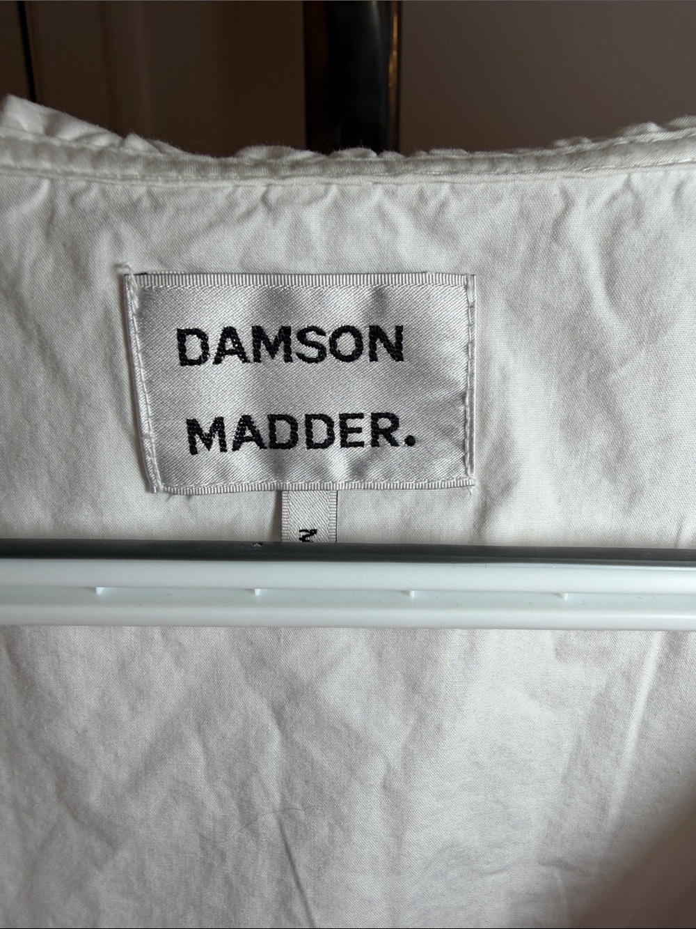 ADORABLE! Damson Madder White Cotton Blouse with Red Embroidered Collar - Picture 2 of 9